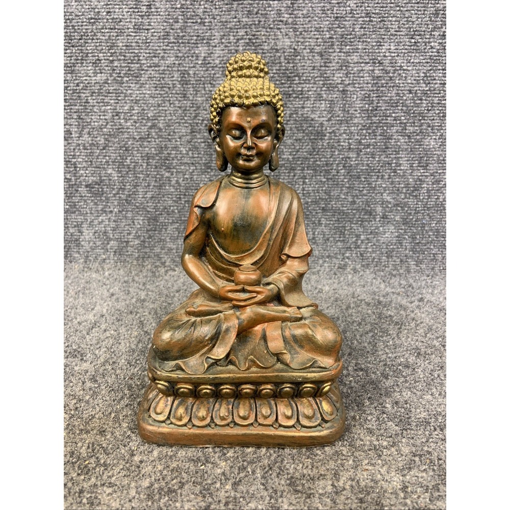 Buddhism Shakyamuni Buddha 8 1/2" Resin Statue Inscripted with "Mann" Vintage